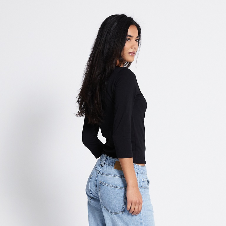 Boat neck 3/4 sleeve top "Desire" Black